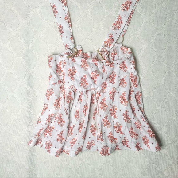 Free People Overall Skirt Sz 4 Small Mini Floral Jumper NWOT Babydoll Romper - Picture 3 of 7